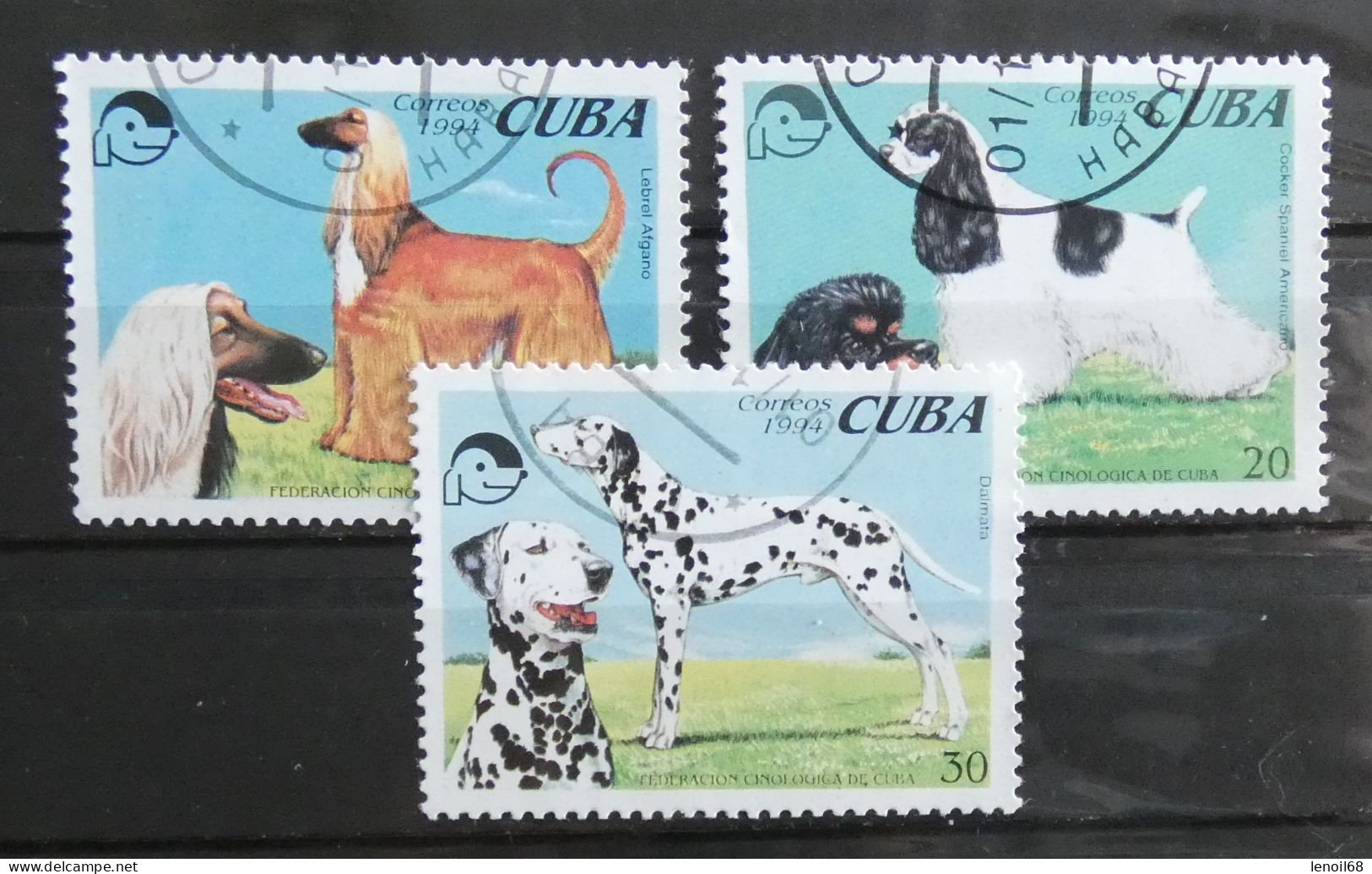 Lot De 3 Timbres Cuba Chiens : Cocker, Dalmatien, Lévrier Afghan - Collections, Lots & Séries