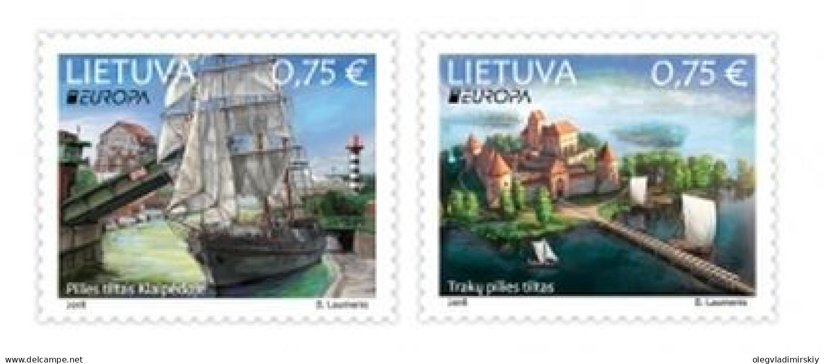 Lithuania Litauen Lituanie 2018 Europa CEPT Bridges Ships Lighthouse Castle Set Of 2 Stamps MNH - 2018