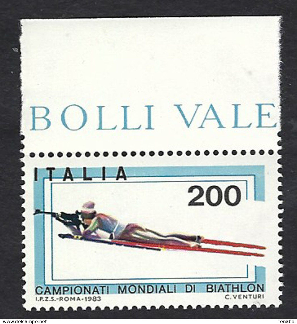 Italia, Italy, Italien, Italie 1983; Tiro A Segno, Shooting Gallery, Su Sci; Gara Di Biathlon. Francobollo Di Bordo. - Schieten (Wapens)