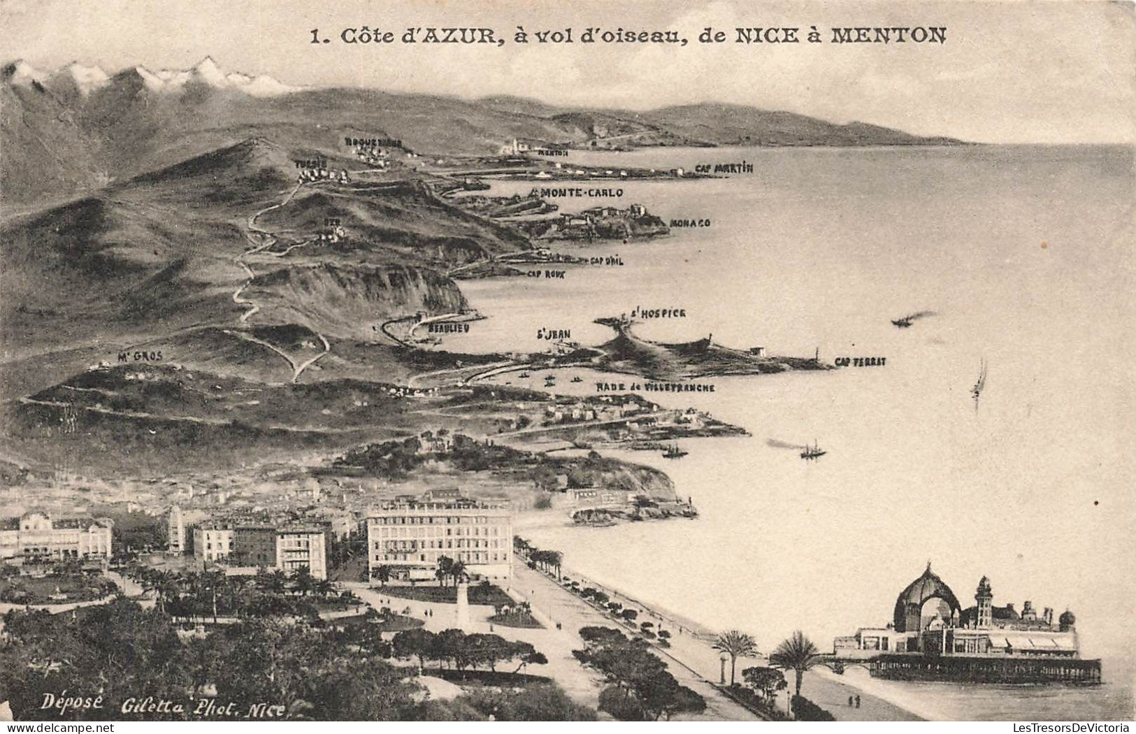 FRANCE - Côte D'Azur - à Vol D'oiseau - Vue Générale De Nice à Menton - Carte Postale Ancienne - Andere & Zonder Classificatie