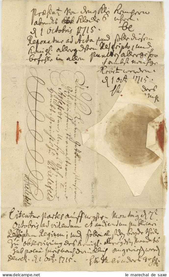 Preußen Autographen Berlin 1715 Blaspiel Creutz Kameke Plotho Printzen Brief Nach Bielefeld - Personaggi Storici