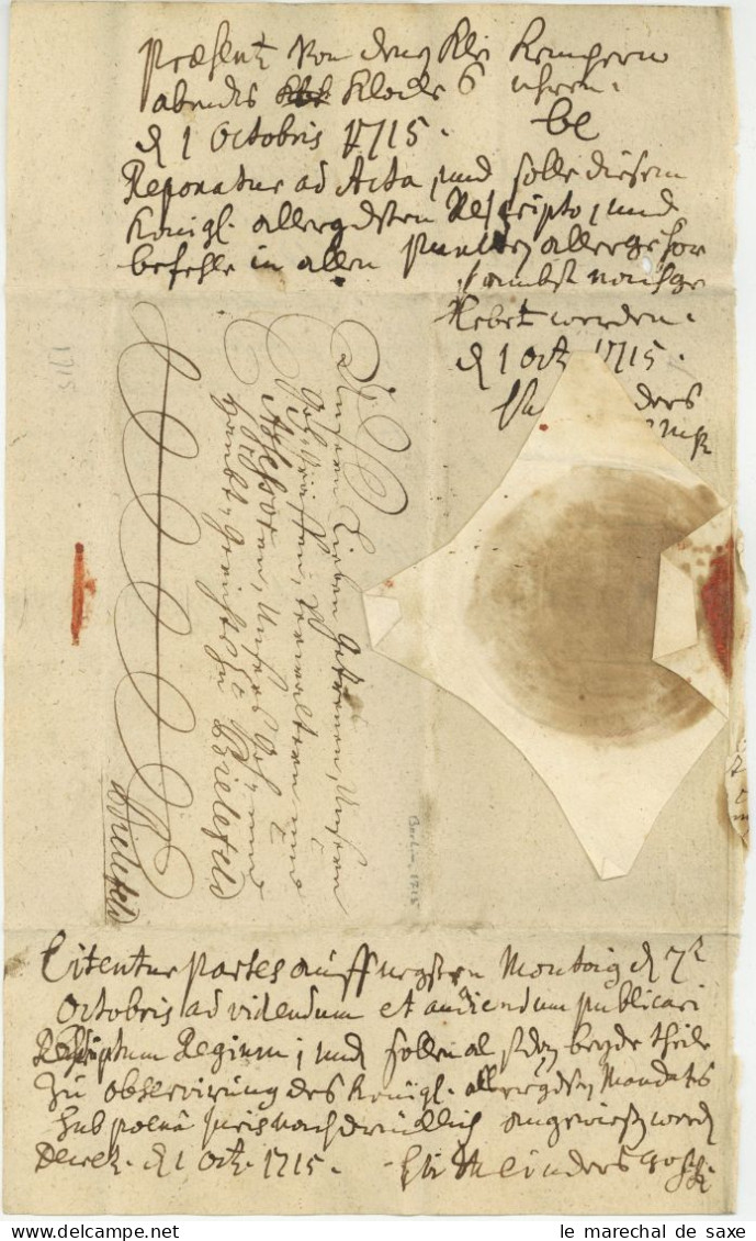 Preußen Autographen Berlin 1715 Blaspiel Creutz Kameke Plotho Printzen Brief Nach Bielefeld - Personajes Historicos