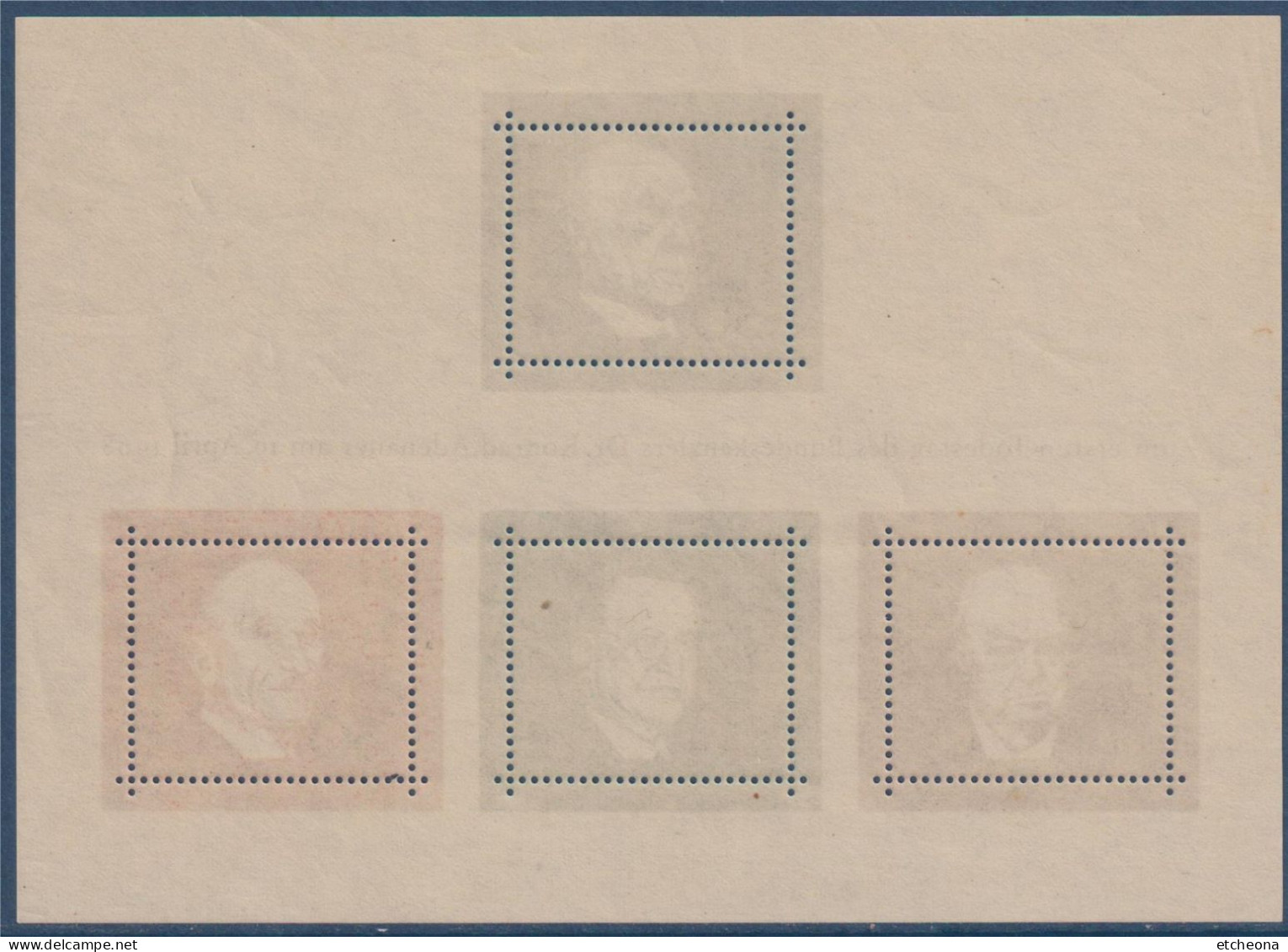 Allemagne Personnages: Konrad Adenauer, Winston Churchill, Alcide De Gasperi, Robert Schuman Bloc 4 Timbres Neufs - 1959-1980