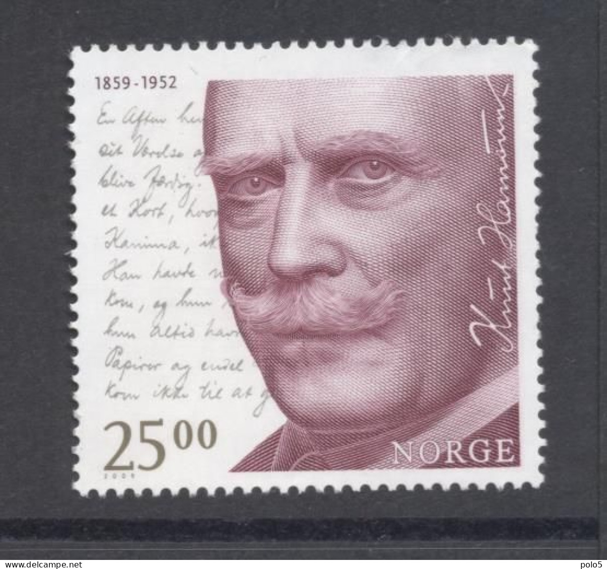 Norvège 2009- The 150 Th Anniversary Of The Birth Of Knut Hamsun Set (1v) - Unused Stamps