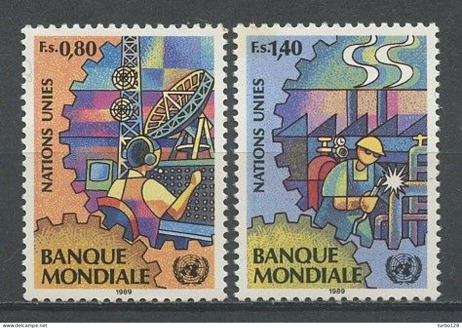 NU Genève 1989 N° 173/174 ** Neufs  MNH Superbes C 4.45 € La Banque Mondiale Illustration Télécommunications Industrie - Ongebruikt