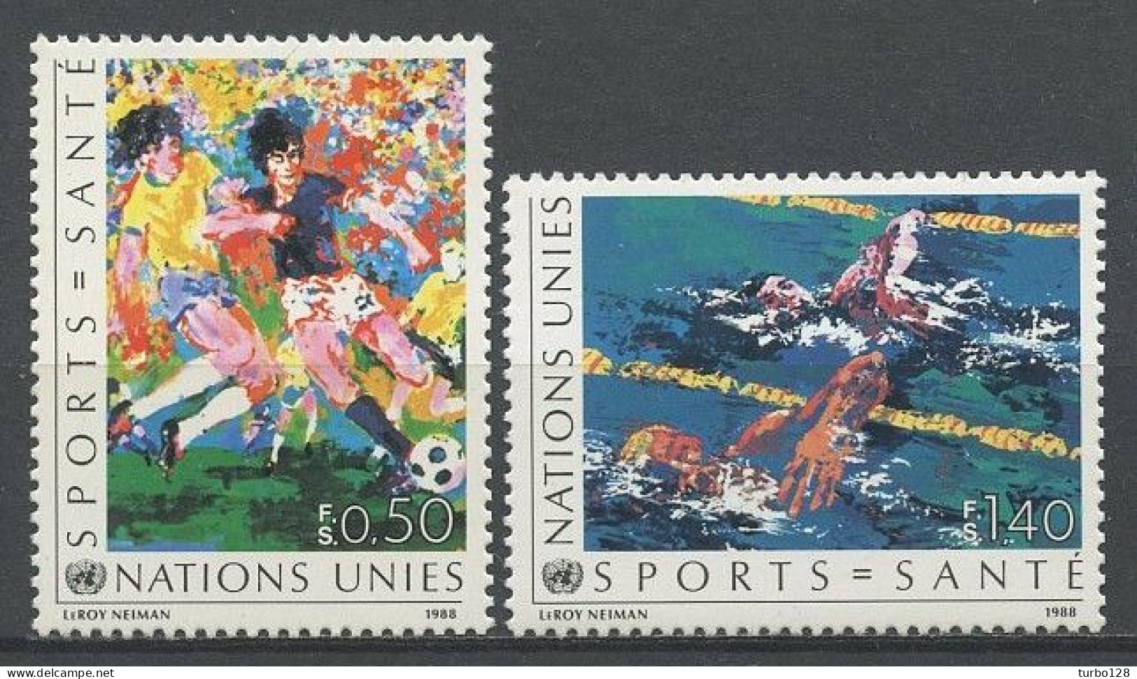 NU Genève 1988 N° 169/170 ** Neufs  MNH Superbes C 4.10 € La Santé Par Le Sport Football Natation - Unused Stamps
