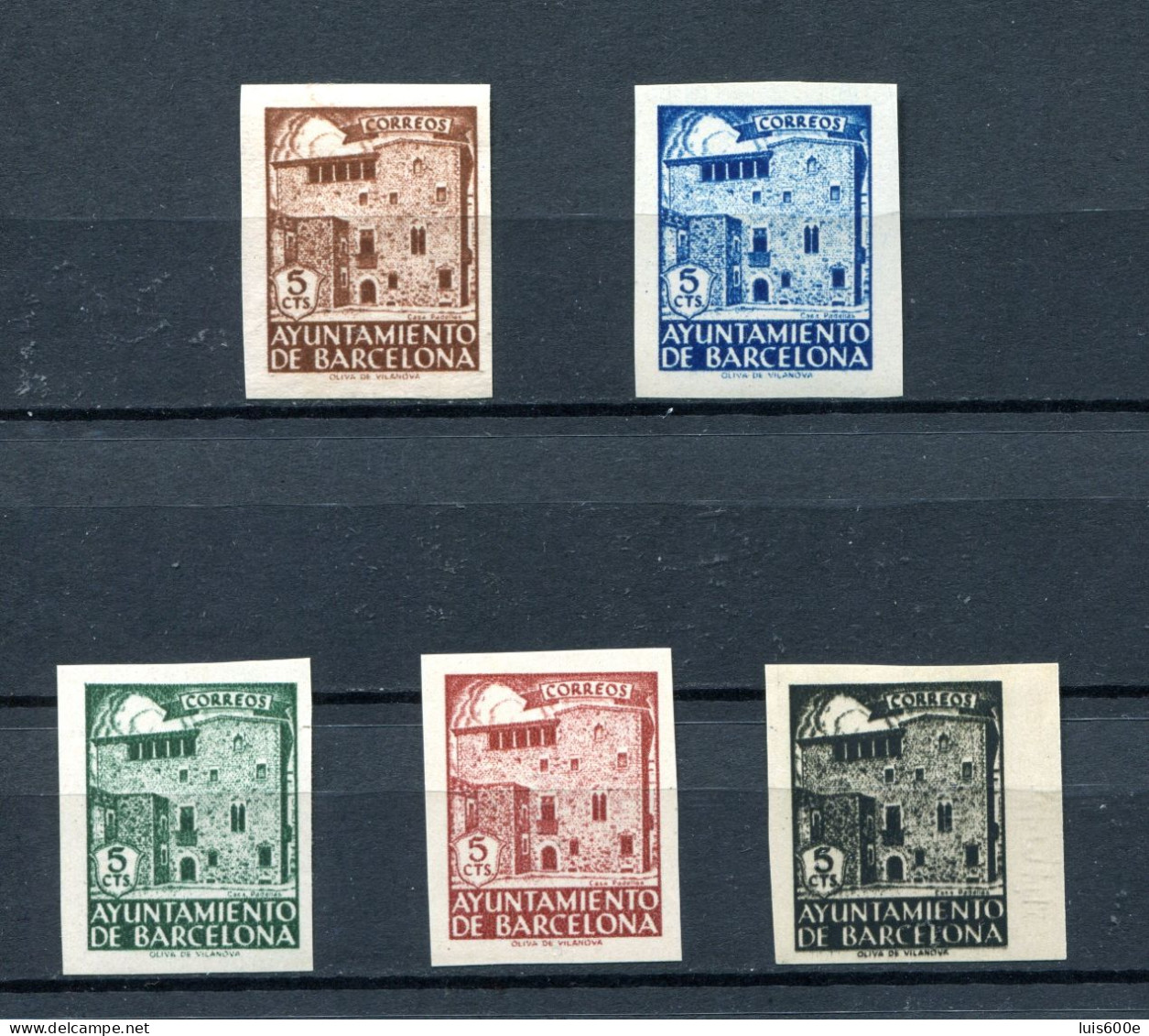 1943.ESPAÑA.BARCELONA.EDIFIL 42S/46S(*).NUEVOS SIN FIJASELLOS(MNH).CATALOGO 42€ - Barcelona