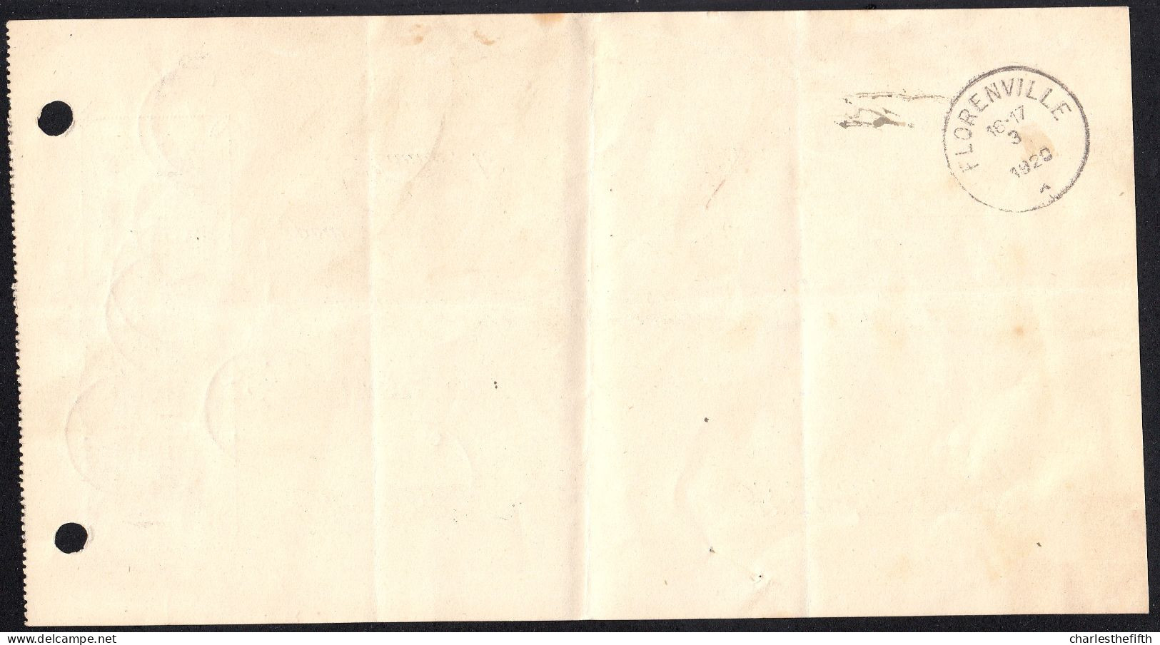RECU DE COMMERCE 1920 DAMIN  - AFFRACHISSEMENT  COB 28 & 32 Houyoux - AUVELAIS  FLORENVILLE - NAMUR - 1900 – 1949