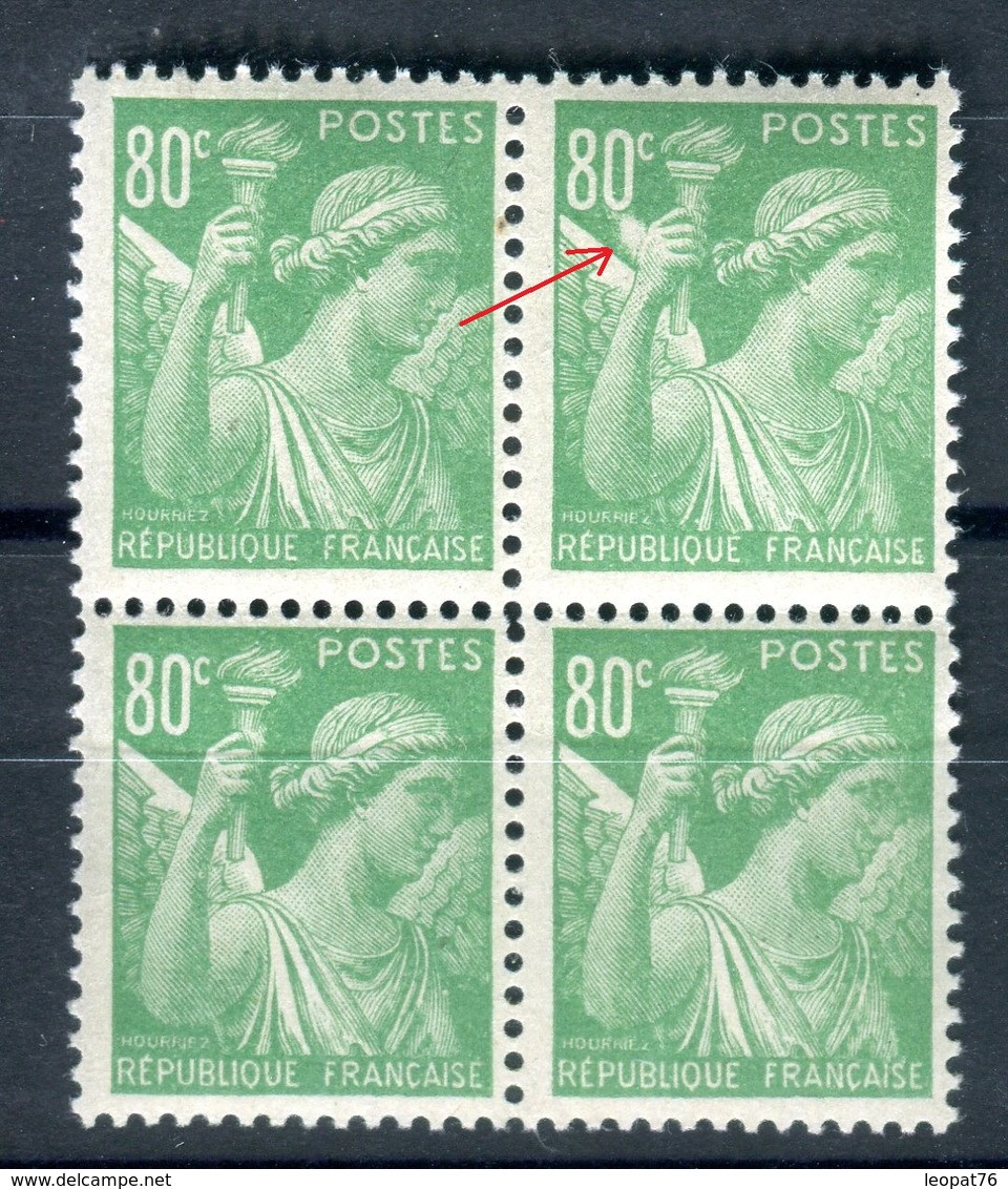 Variété - N°Yvert 649 - 1 Exemplaire Avec Tache Blanche à La Main Dans Un Bloc De 4 - Neufs Luxe - Ref V 655 - Unused Stamps