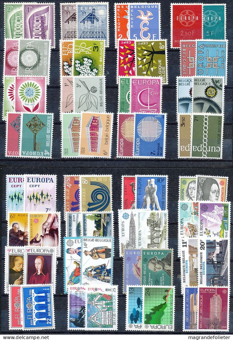 TIMBRE STAMP ZEGEL BELGIQUE THÊME EUROPA LOT DE 39 ANNEES  XX - Colecciones