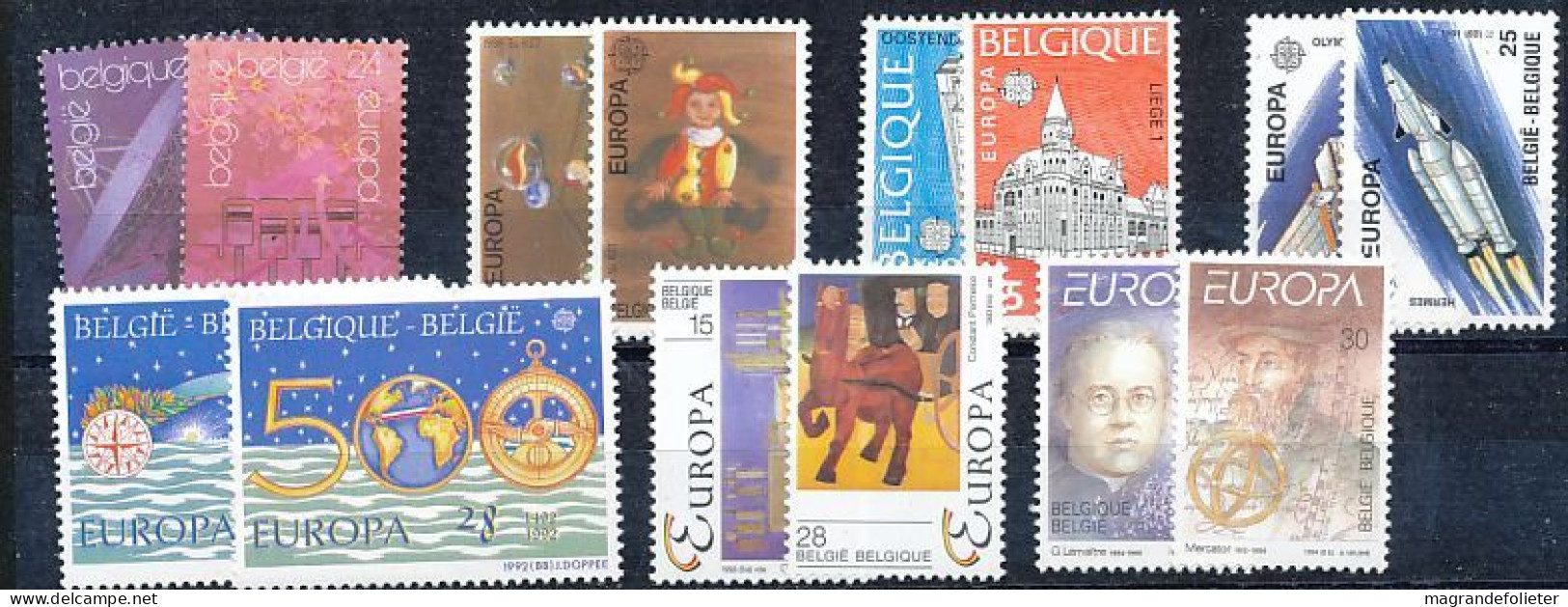 TIMBRE STAMP ZEGEL BELGIQUE THÊME EUROPA LOT DE 39 ANNEES  XX - Collezioni