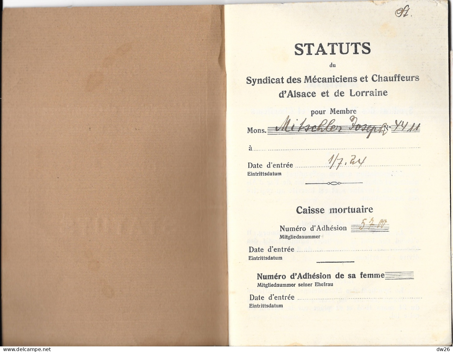 Chemins De Fer - Livret: Statuts 1932 Du Syndicat Des Mécaniciens Et Chauffeurs D'Alsace Et De Lorraine - Ferrovie