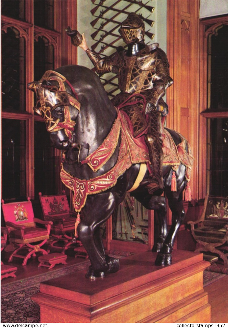 WINDSOR, BERKSHIRE, CASTLE, KING'S CHAMPION, STATUE, MOUNTED SOLDIER, HORSE, ENGLAND, UNITED KINGDOM, POSTCARD - Windsor Castle