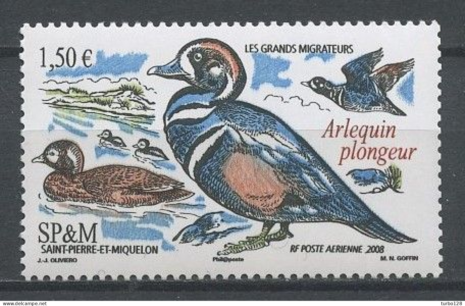 SPM MIQUELON 2008  PA N° 88 ** Neuf MNH Superbe C 6 € Oiseaux Arlequin Plongeur Migrateurs Birds Faune Fauna Animaux - Neufs