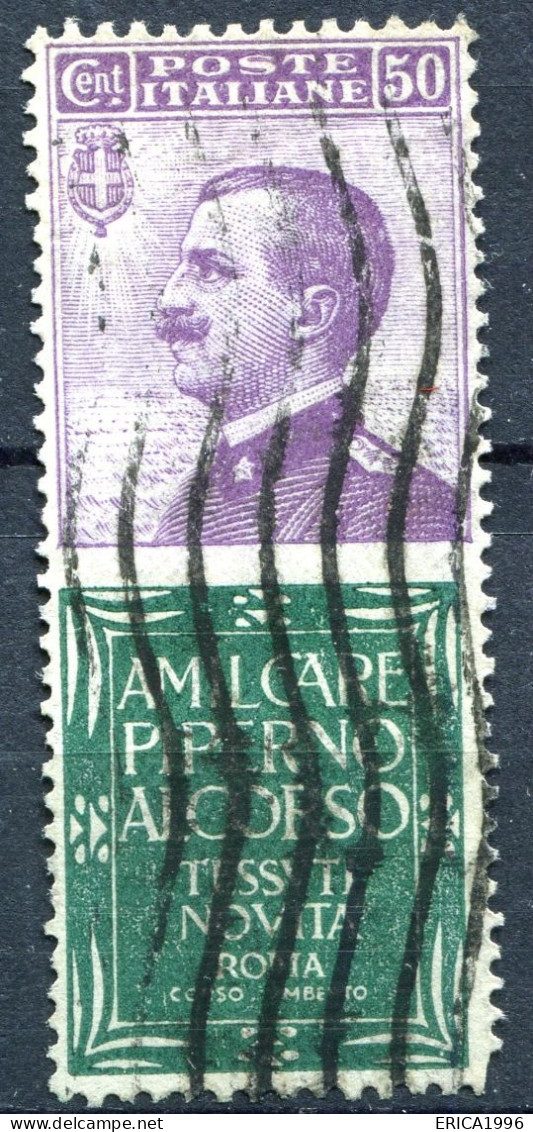 Z3725 ITALIA REGNO PUBBLICITARI 1924-25 Piperno 50 C. Usato, Ottima Centratura, Valore Cat. Sassone € 650, Leggera Piega - Publicity