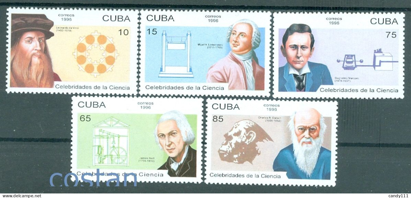 1996 Inventors,da Vinci,Lomonosov,Marconi,James Watt,Darwin,Caribbean,3894,MNH - Physik