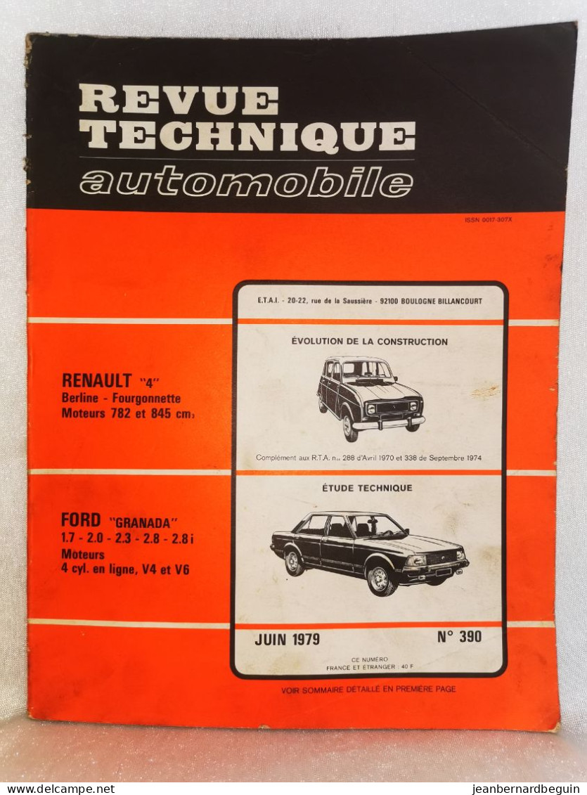 Revue Technique Automobile Originale Juin 1979 Numero 390 Renault 4 L Berline Fourgonette Moteur 782 Et 845 Cm - Auto