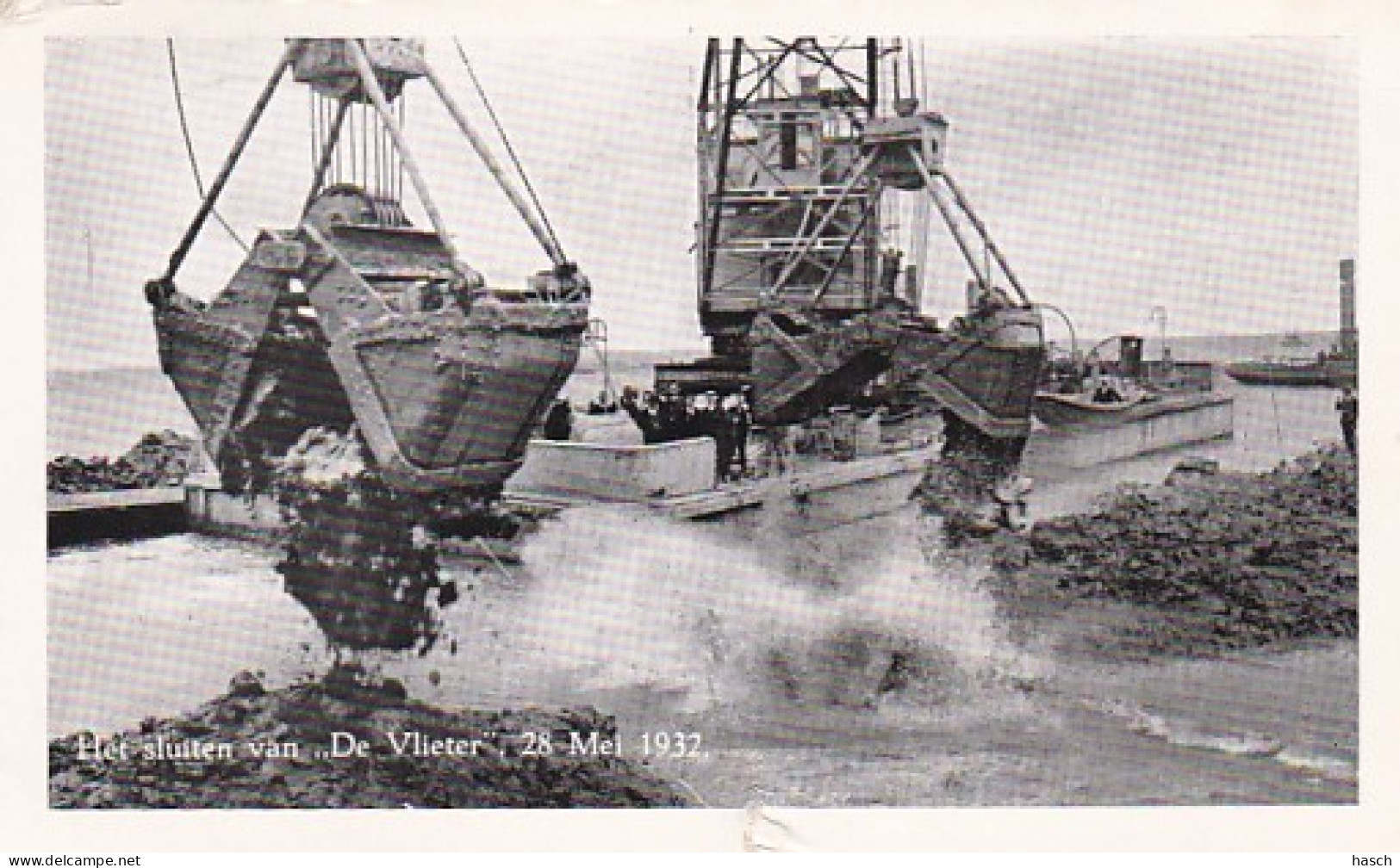 486720Het Sluiten Van De Vlieter 28 Mei 1932. (Zie Randen)  - Den Oever (& Afsluitdijk)