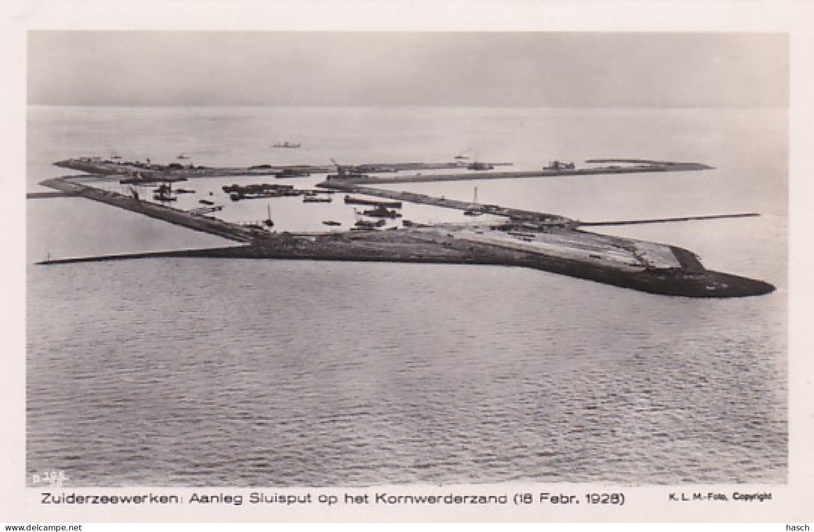 486733Zuiderzeewerken, Aanleg Sluisput Op Het Kornwerderzand (18 Febr, 1928)  - Den Oever (& Afsluitdijk)