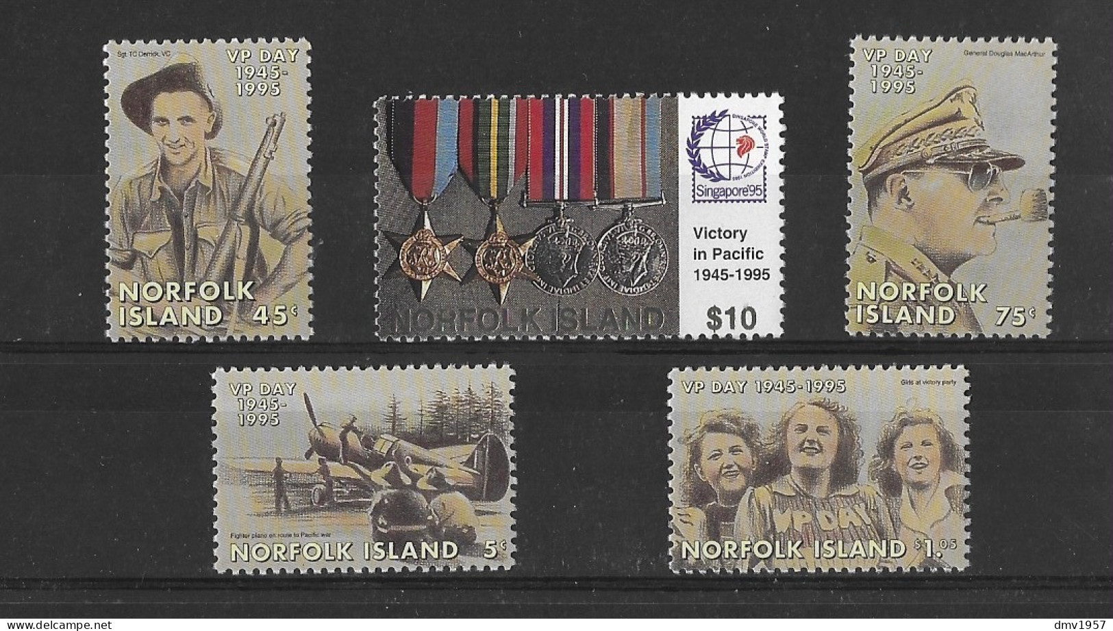Norfolk Island 1995 MNH 50th Anniv Of Wnd Of WWII In Pacific Sg 602/6 - Norfolk Island