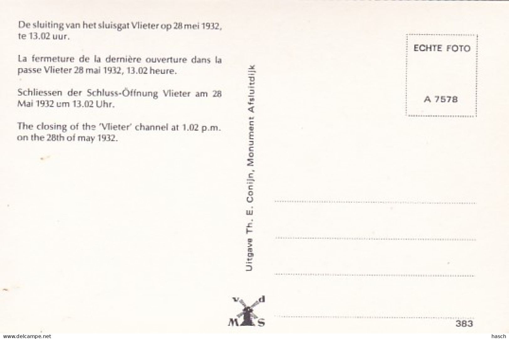 486758De Sluiting Van Het Sluisgat Vlieter Op 28 Mei 1932, Te 13,02 Uur.  - Den Oever (& Afsluitdijk)