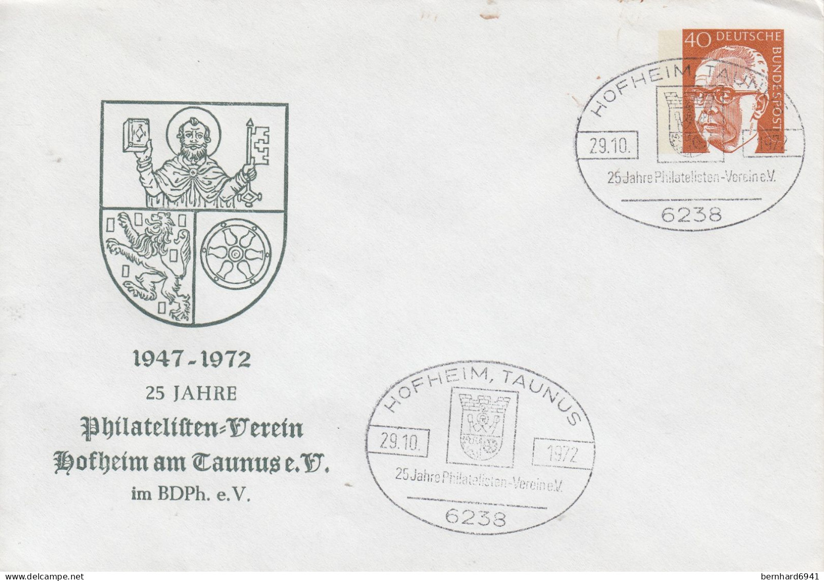 PU 53/20  1947-1972 25 Jahre Philatelisten-Verein Hofheim Am Taunus E.V., Hofheim, Taunus - Enveloppes Privées - Oblitérées