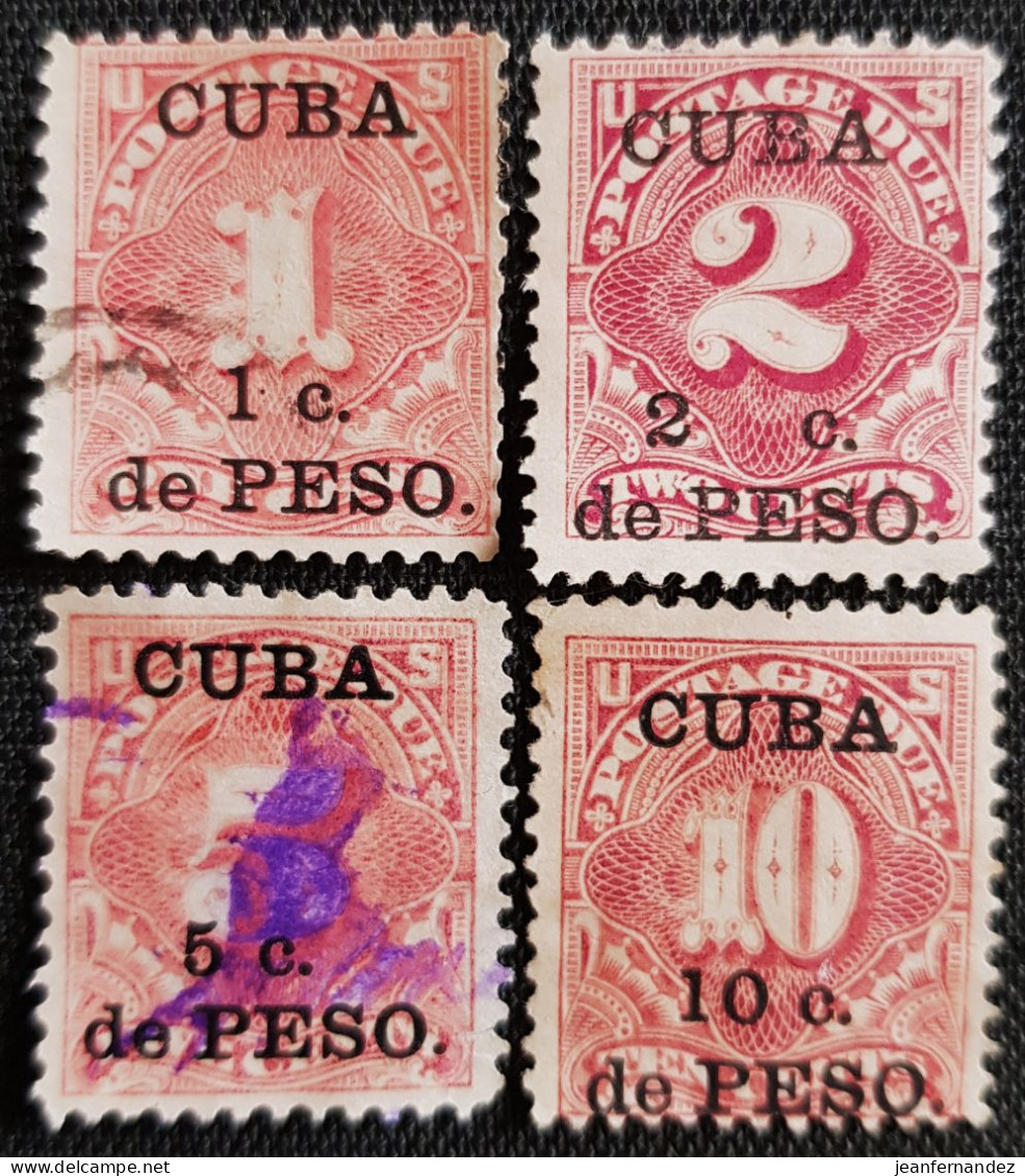 Cuba  ( 1899-1902 ) 1900 United States Postage Due Stamps Surcharged Y&T N° 1 à 4 Série Complète - Strafport