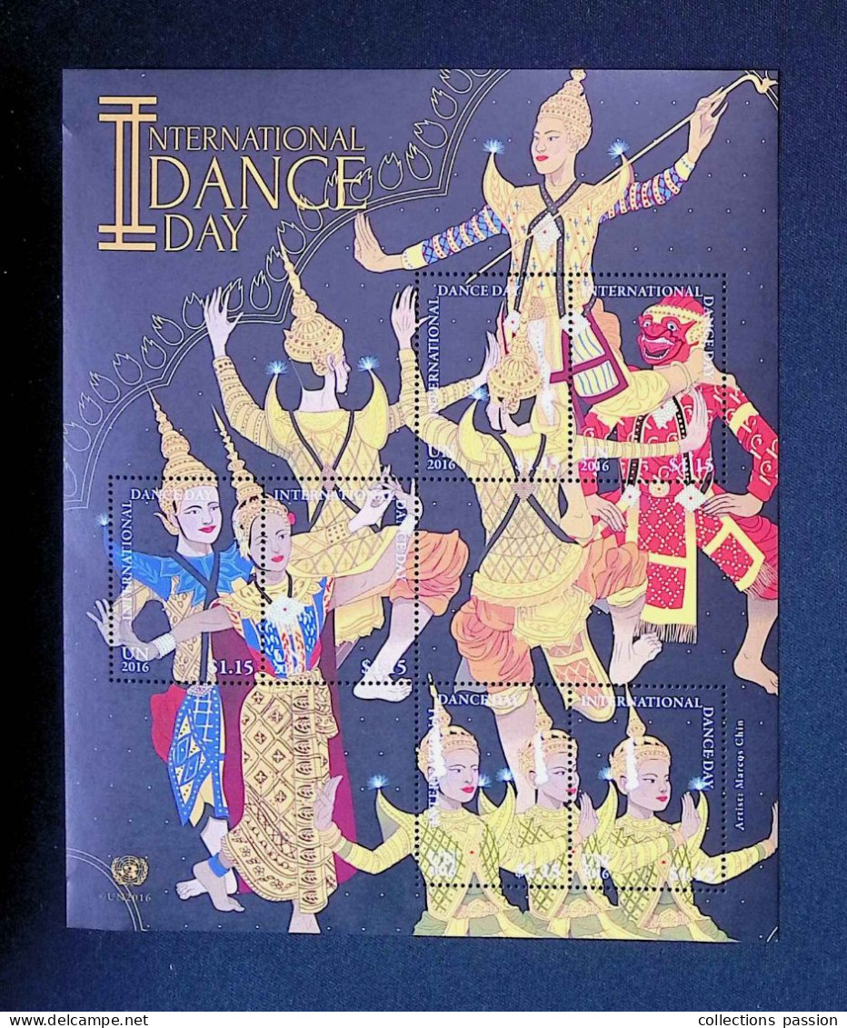 CL, Bloc-feuillet 6 Timbres, 2016, NY, Nations Unis, UN, International Dance Day, 170 X 140 Mm, Frais Fr 1.95 E - Blocs-feuillets