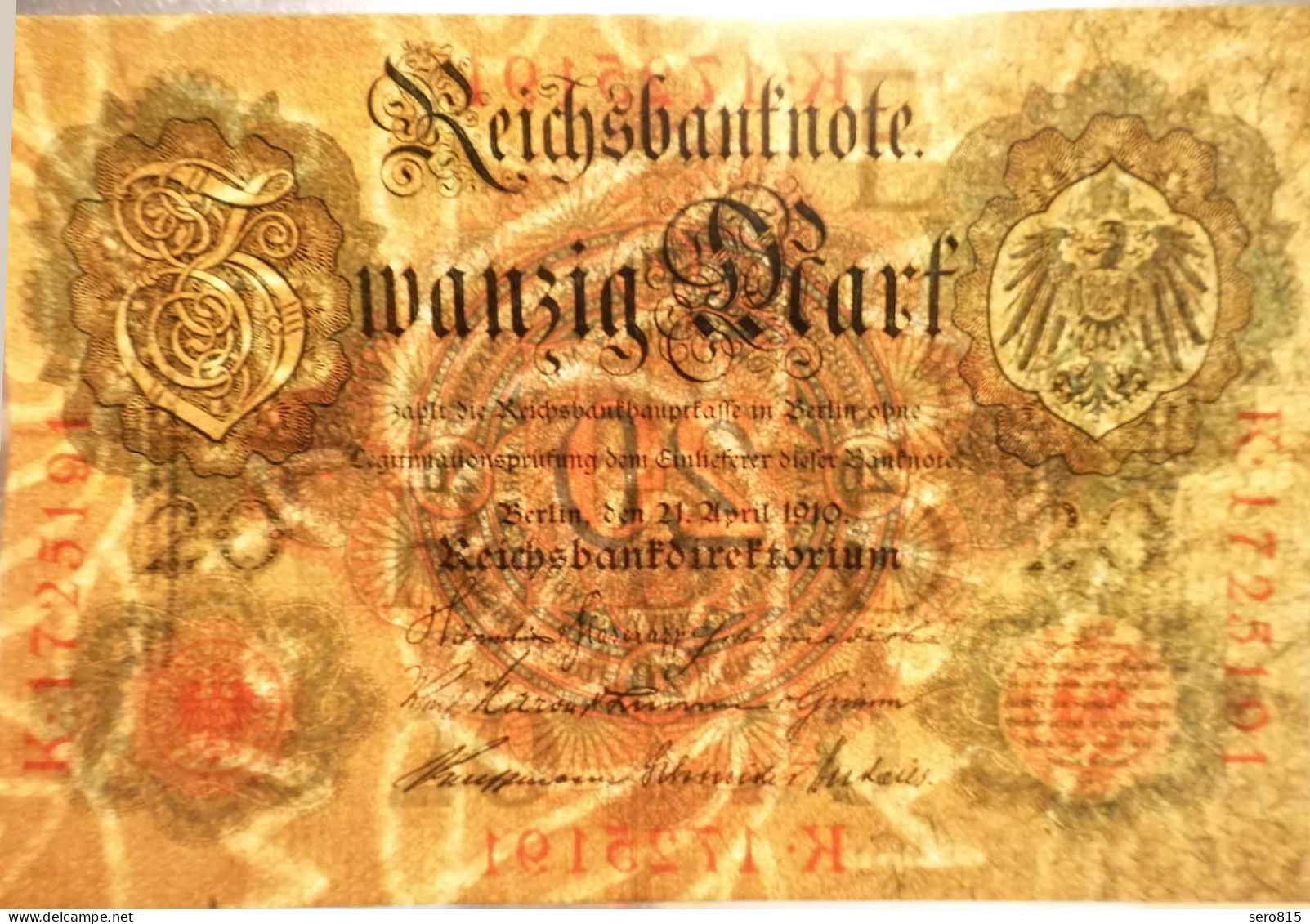 20 Mark 1910 Ro. 41 Wasserzeichen Selten Gute Erhaltung  (27892 - Otros & Sin Clasificación