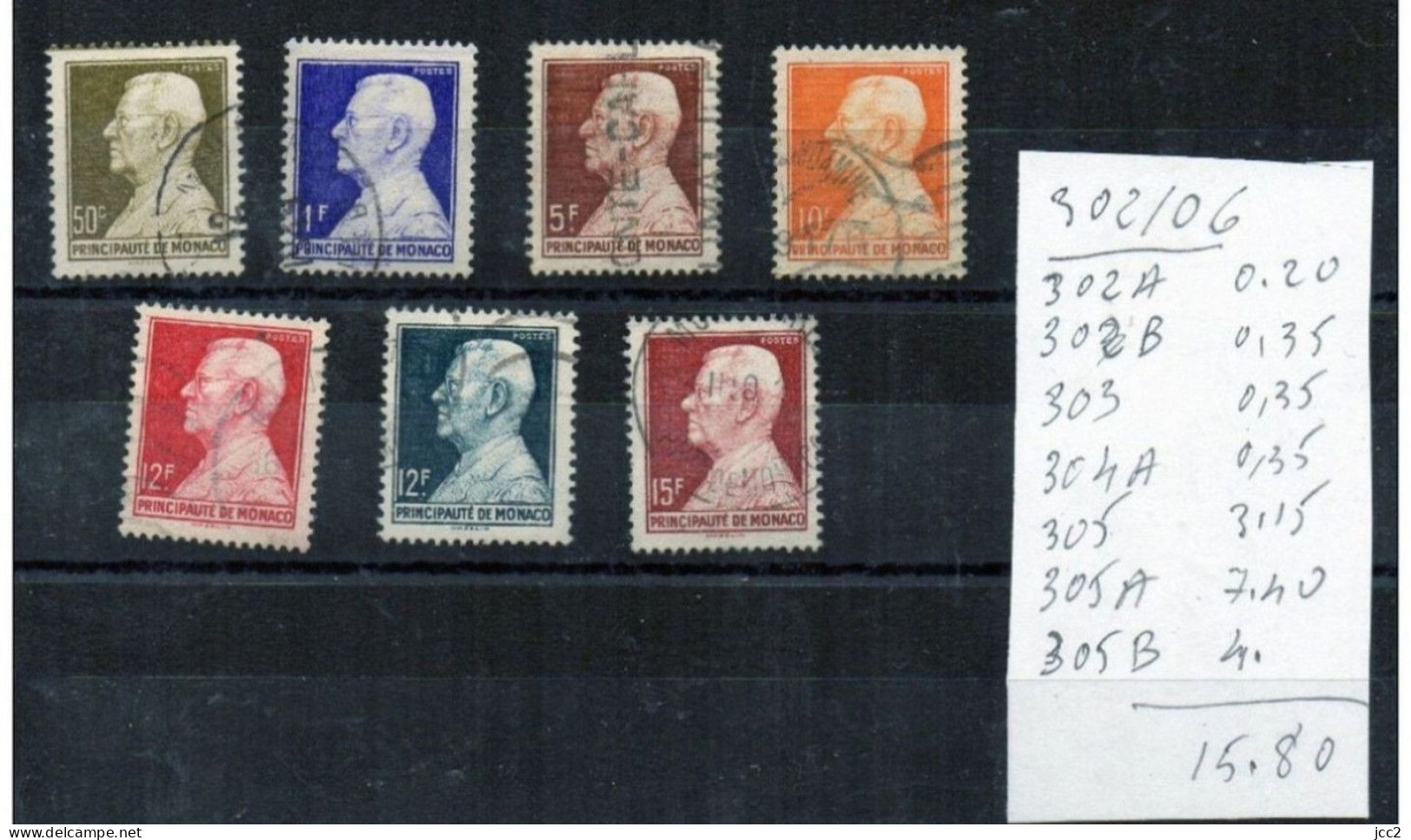 MONACO - 7 Timbres Entre N° 302A Et 305B (Oblitéré) - Usati