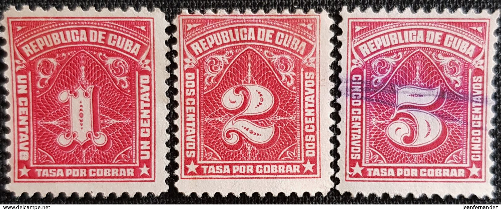 Cuba  1915 Numeral Stamps - Inscription "TASA POR COBRAR"  Y&T N° 5 à 7 Série Complète - Impuestos