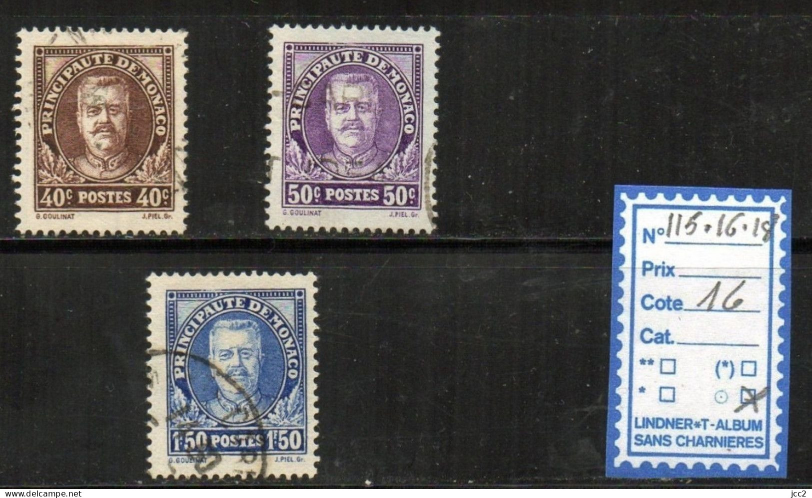 MONACO - N° 115-16-18 (Oblitéré) - Used Stamps