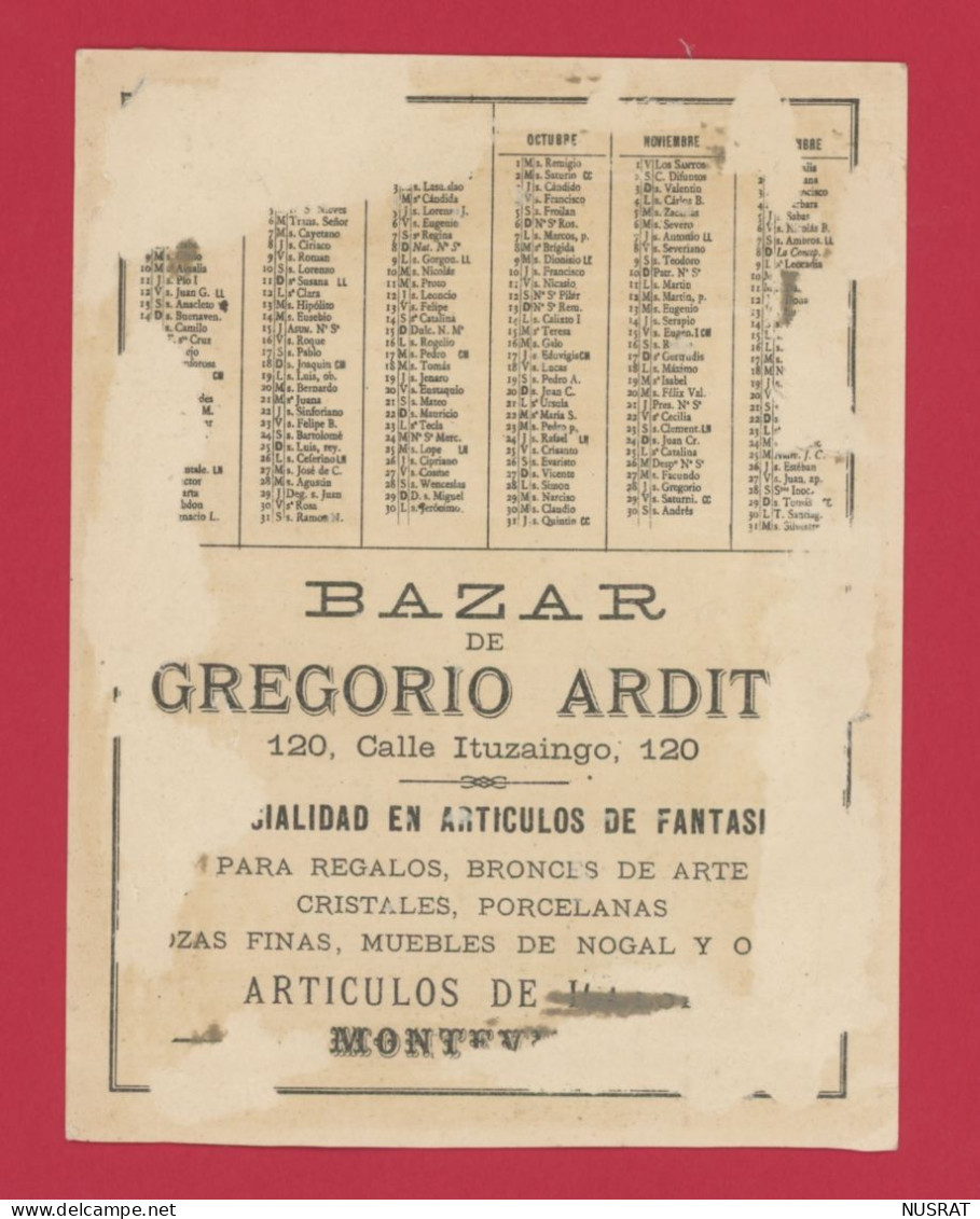 Uruguay, Montevideo, Chromo Calendrier Grand Format Lith. Bognard BOG3-60, Auberge, Taverne, Personnages - Autres & Non Classés