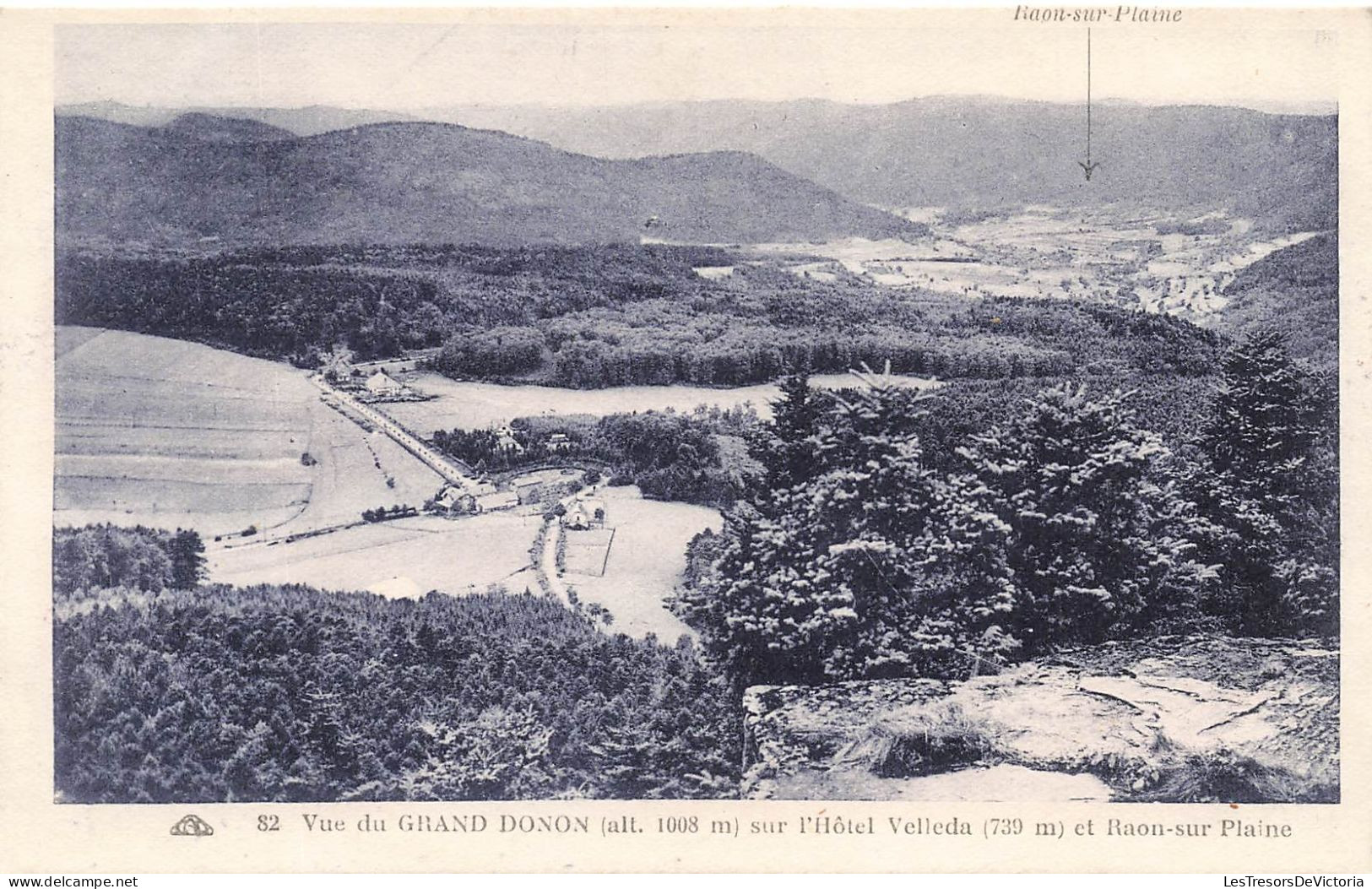 FRANCE - Vue Du Grand Donon (Alt 1008 M) Sur L'hôtel Velleda (739 M) Et Raon Sur Plaine - Carte Postale Ancienne - Otros & Sin Clasificación