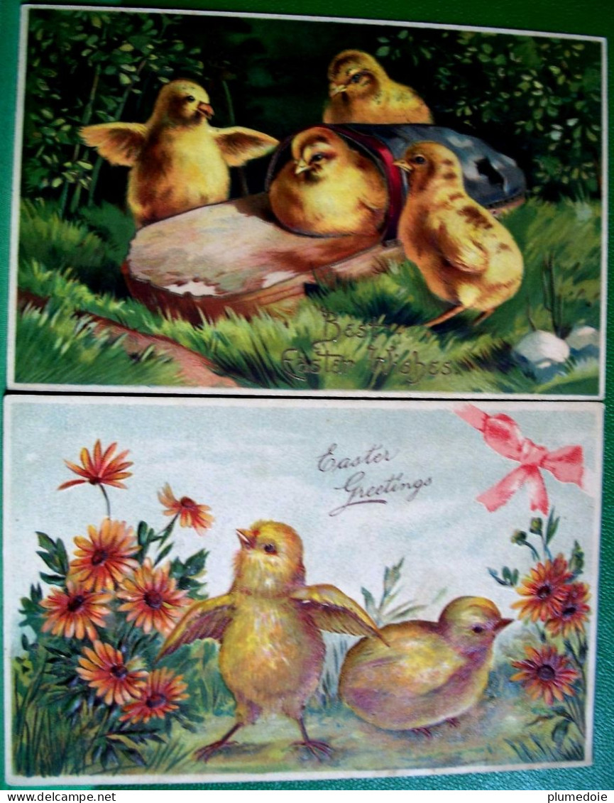 POUSSIN JOLI LOT X 4 Cpa Gaufrées  RELIEF PÂQUES POUSSINS  OEUF  .EASTER CHICKS EGG CHICK  LOT OF 4 OLD Embossed PC - Easter