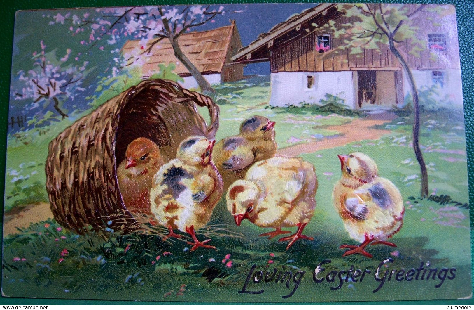 POUSSIN JOLI LOT X 4 Cpa Gaufrées  RELIEF PÂQUES POUSSINS  OEUF  .EASTER CHICKS EGG CHICK  LOT OF 4 OLD Embossed PC - Pasqua