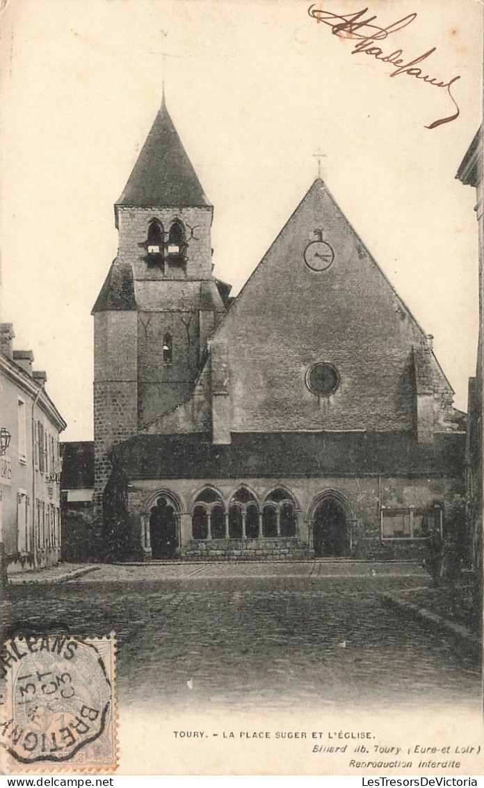 FRANCE - Toury - La Place Suger Et L'église - Carte Postale Ancienne - Autres & Non Classés