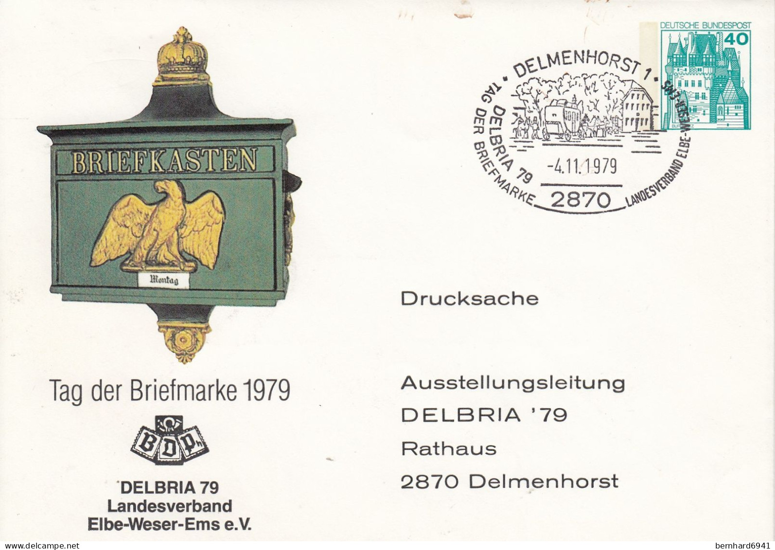 PU 110/53b Tag Der Briefmarke 1979 - DELBRIA 79 Landesverband Elbe-Weser-Ems E.V., Delmenhorst - Enveloppes Privées - Oblitérées