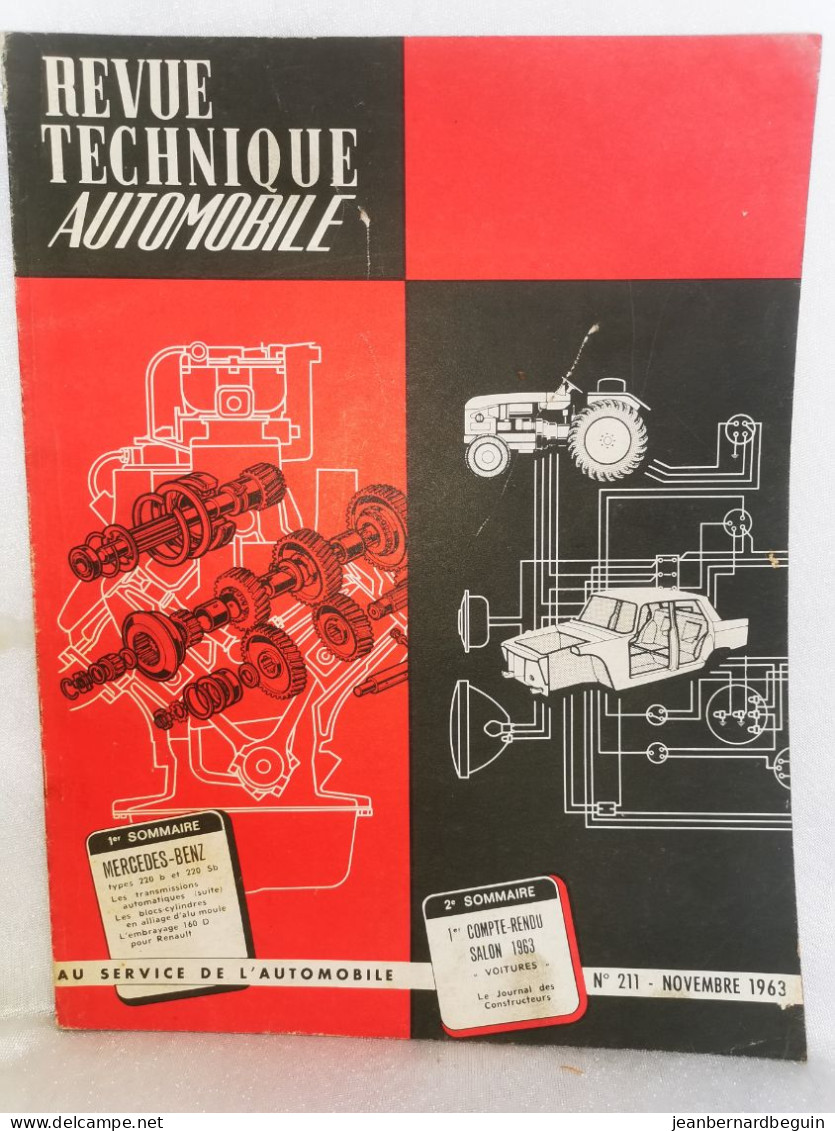 Revue Technique Automobile Originale Novembre 1963 Numero 211  Mercedes Types 220 B Et 220 Sb - Auto