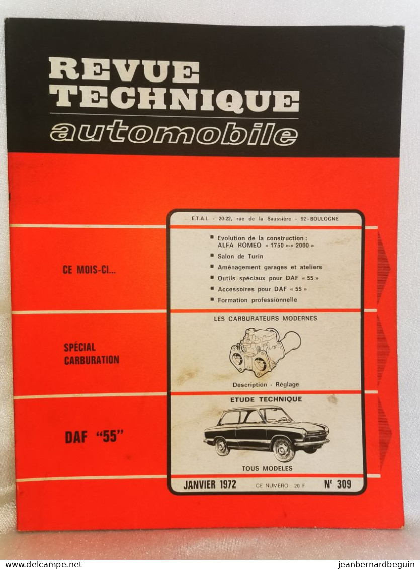 Revue Technique Automobile Originale Janvier 1972 Numero 309  Daf 55 - Auto