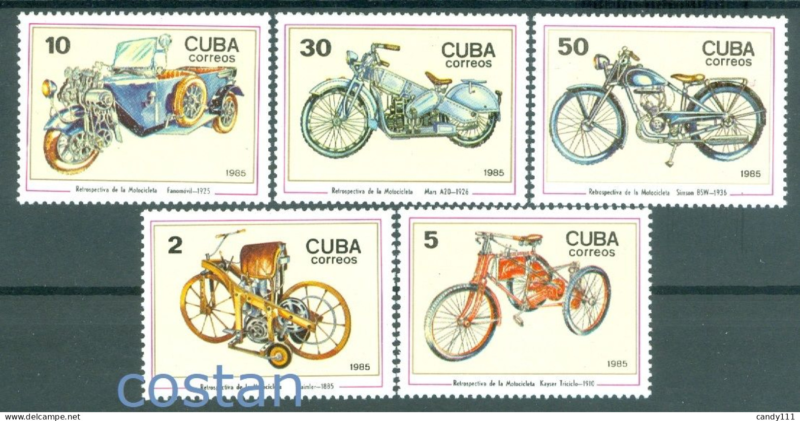 1985 Motorcycle,Daimler/1885,three-wheeler,Simson BSW,Mars A20,Caribbean,2954MNH - Motorbikes