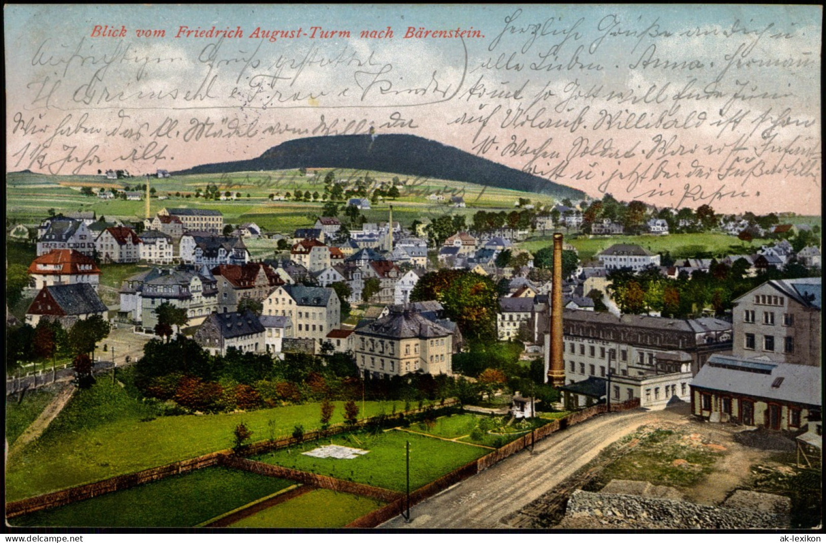 Ansichtskarte Bärenstein (Erzgebirge) Stadtpartie Fabrik Erzgebirge 1926 - Baerenstein