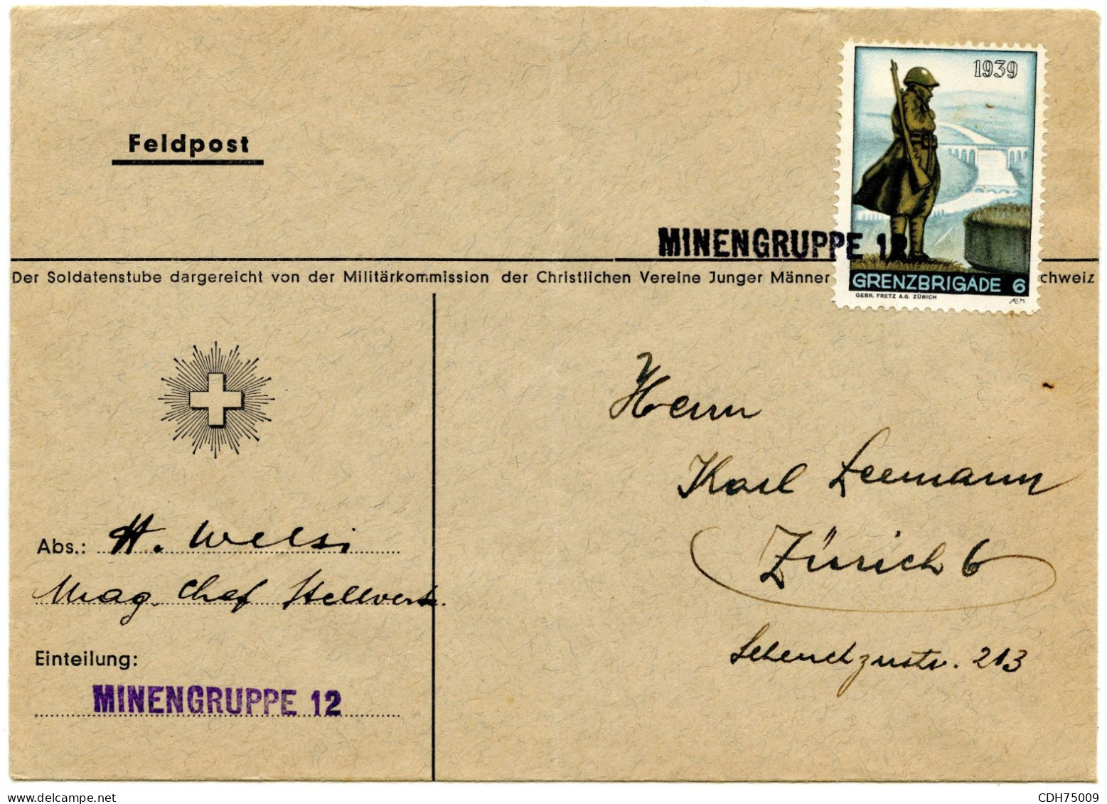 SUISSE - VIGNETTE GRENZBRIGADE 6 SUR LETTRE OFFICIELLE - Cartas & Documentos