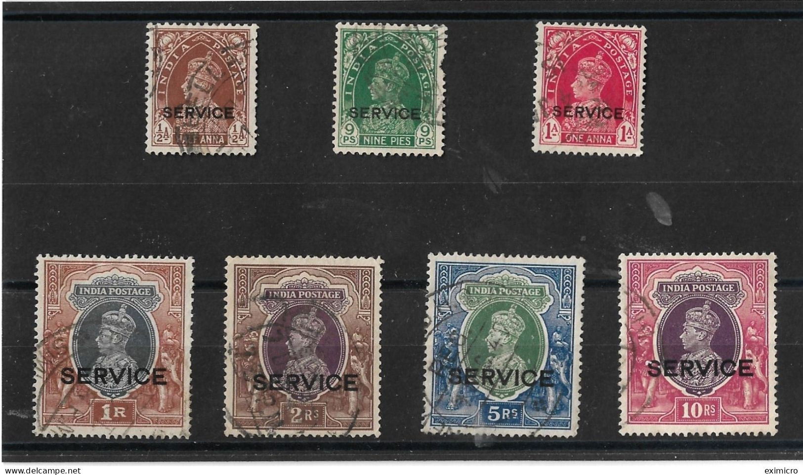 INDIA - 1937 - 1939 OFFICIALS SET SG O132/O138 FINE USED Cat £30 - Francobolli Di Servizio