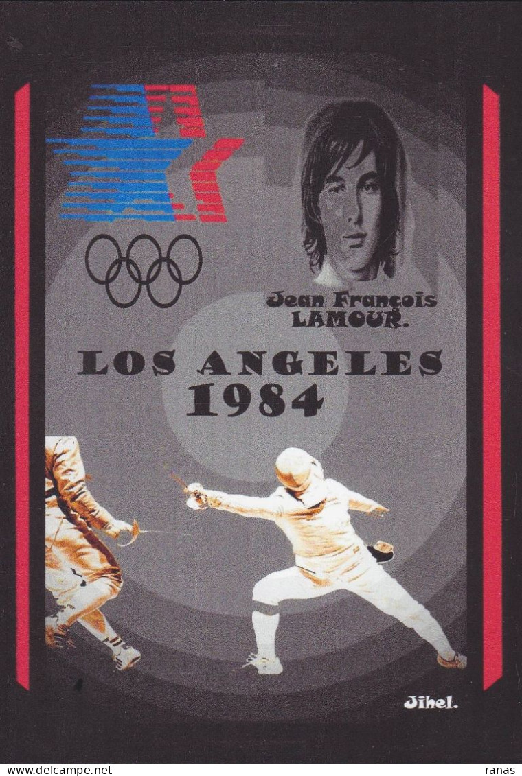 CPM Escrime Jeux Olympiques Par Jihel Tirage Limité En 30 Ex Numérotés Signés Los Angeles LAMOUR - Fencing