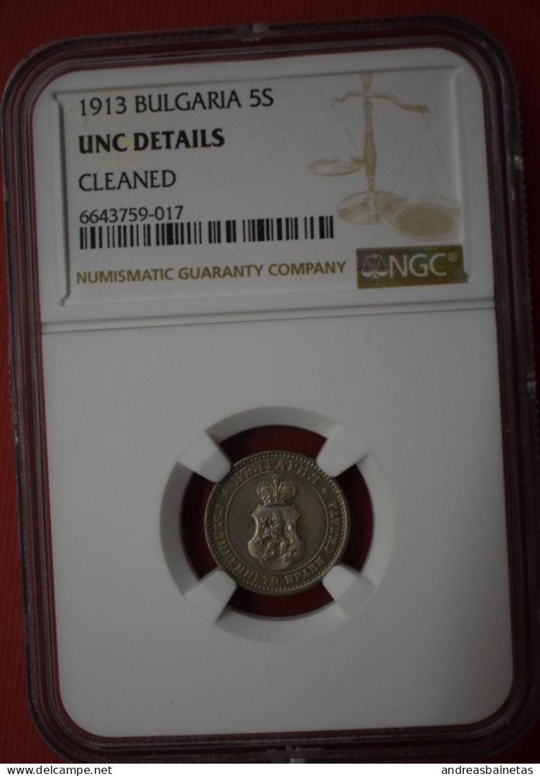 Coins Bulgaria 5 Stotinki  1913 - Ferdinand I  KM# 24 NGC UNC CLEANED - Bulgarien