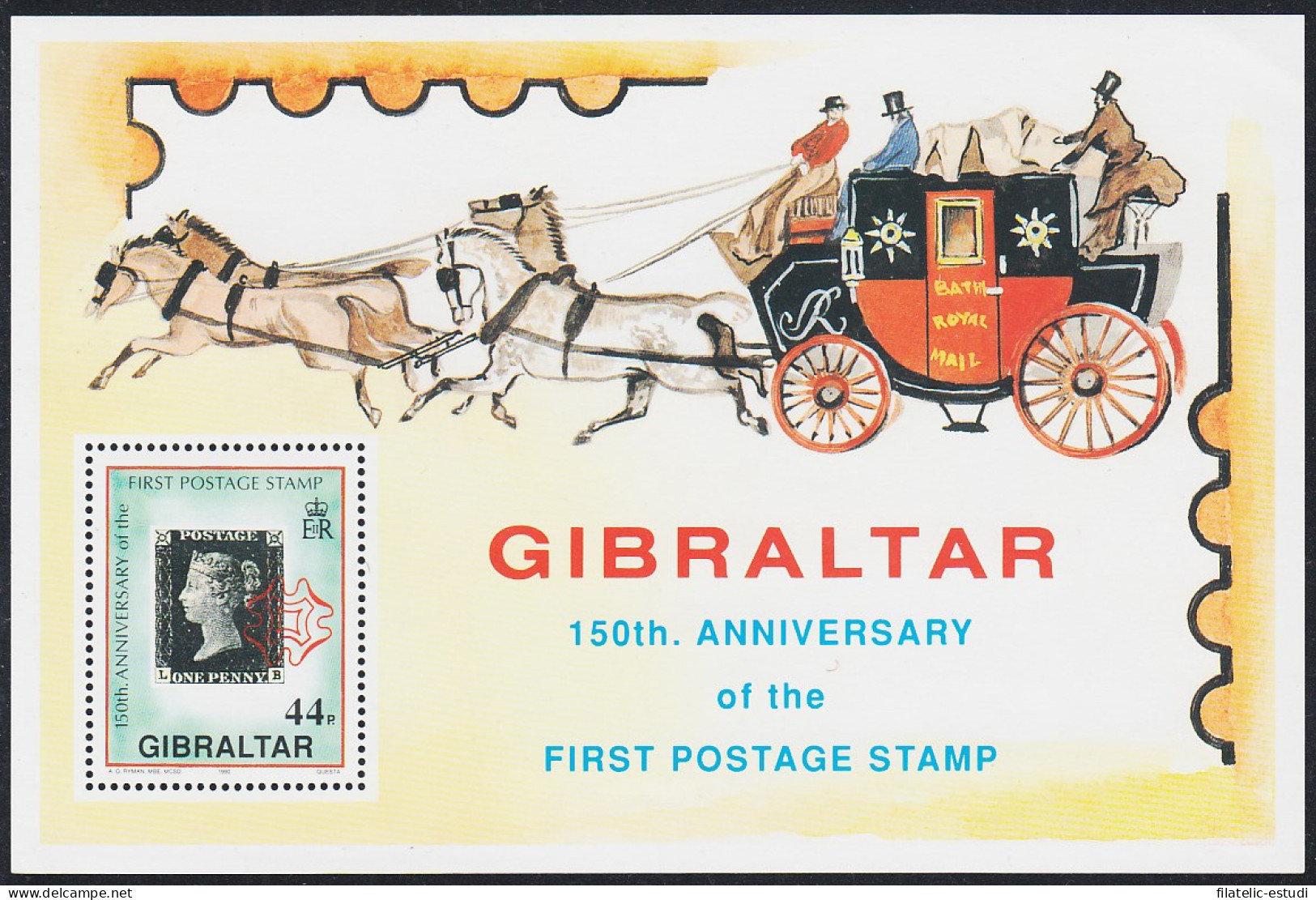 Gibraltar HB 14 1990 150 Aniversario De La Creación Del Primer Timbre Postal M - Gibraltar