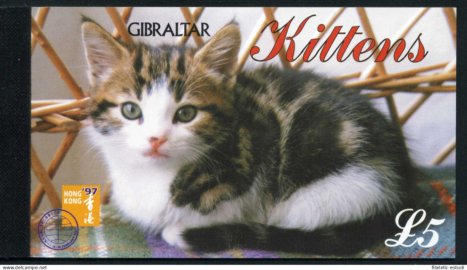 Gibraltar - Nº C 792 1997 Fauna Gatos Carnet 5 Pag. Con Sellos Nº 792/97 Lujo - Gibraltar