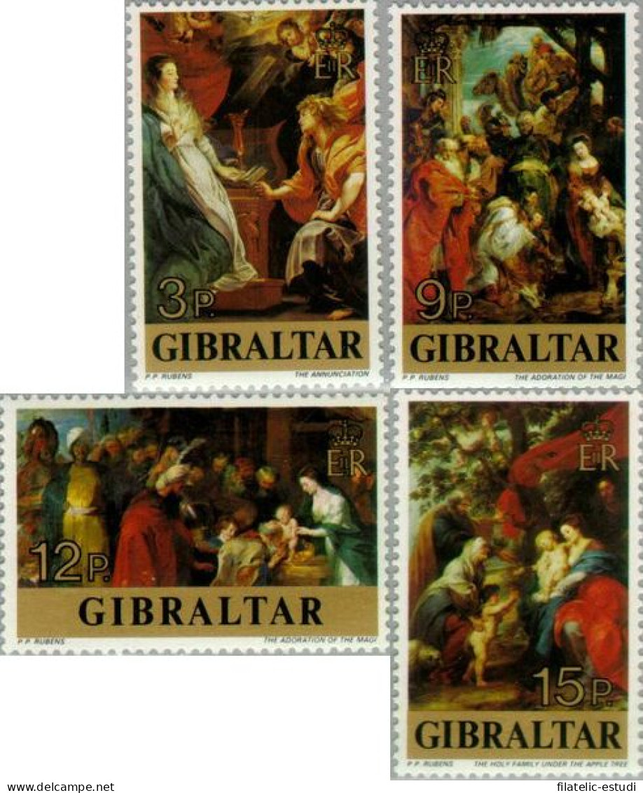 Gibarltar  367/70   1977  Navidad. 400 Aniv. De Rubens Cuadros MNH - Gibraltar