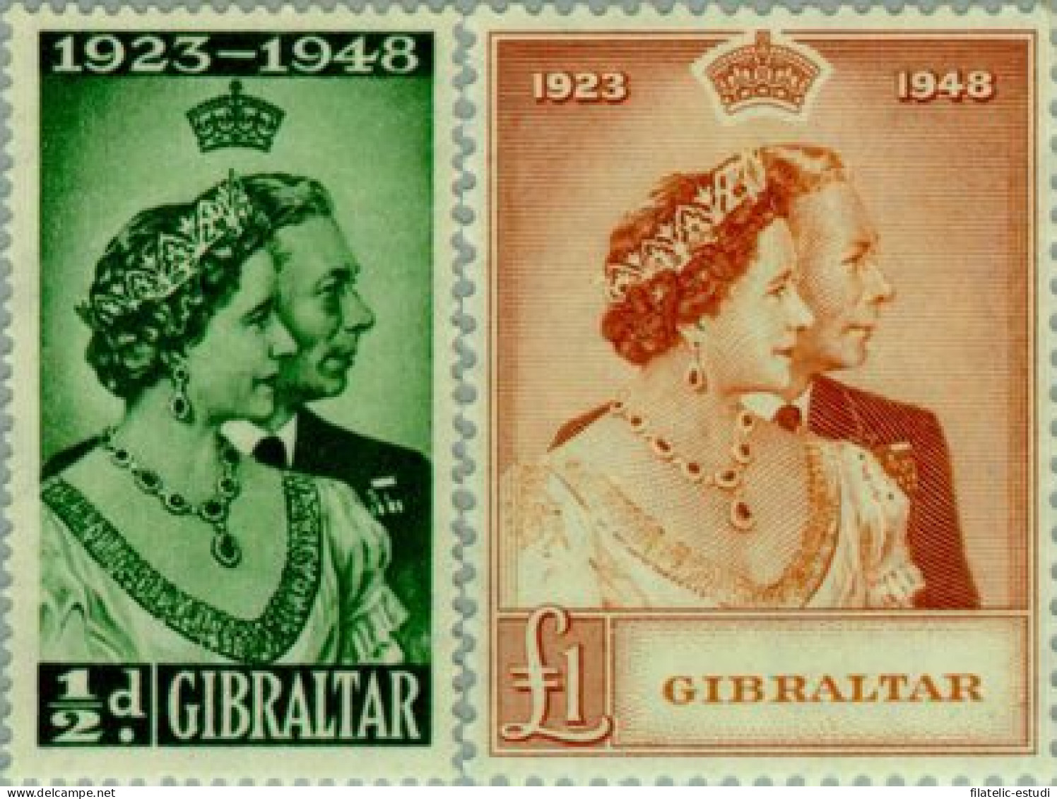 Gibraltar - 119/20 - 1946 Bodas De Plata De Los Soberanos Británicos Lujo - Gibraltar